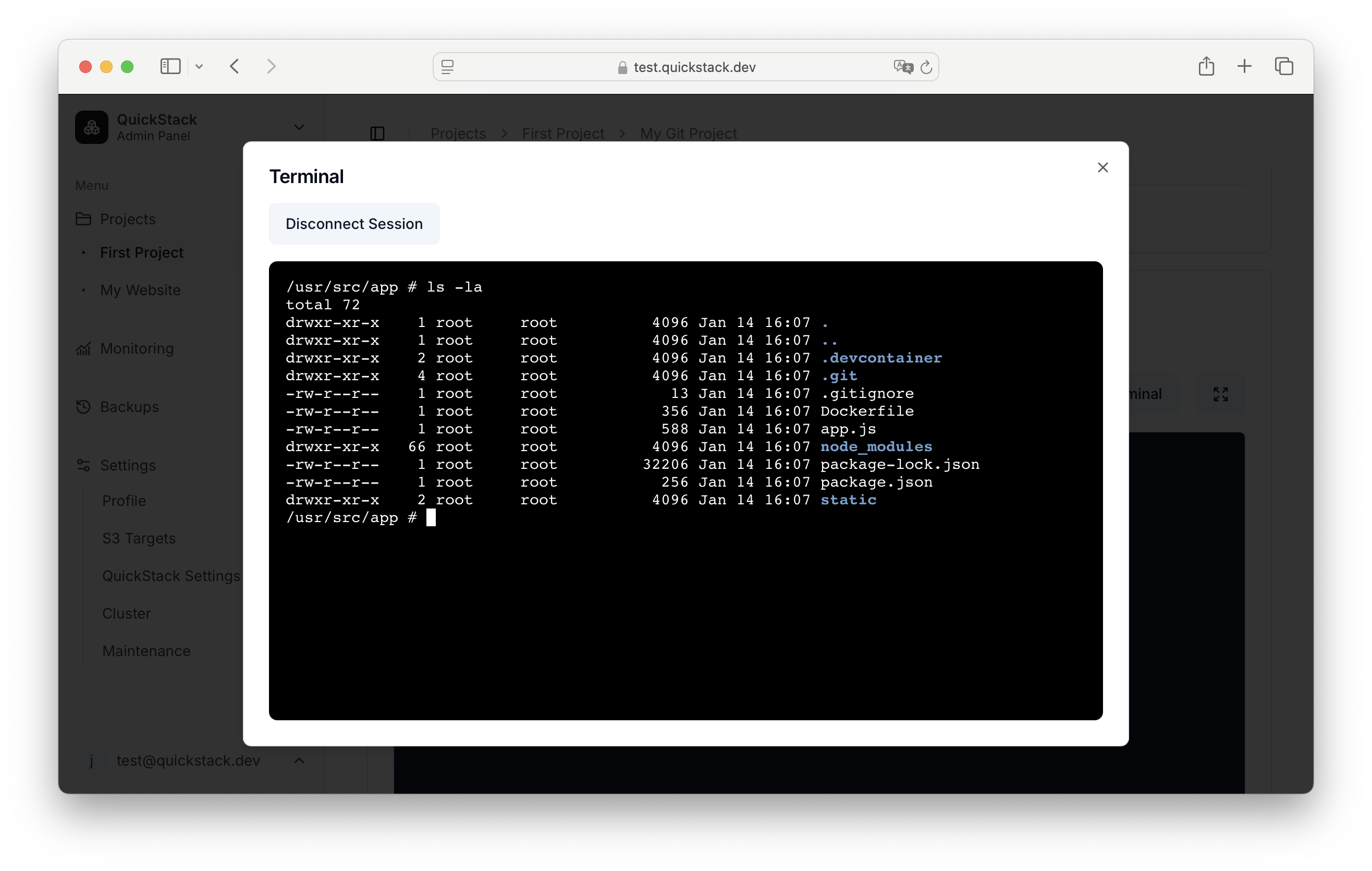 Integrated Web Terminal