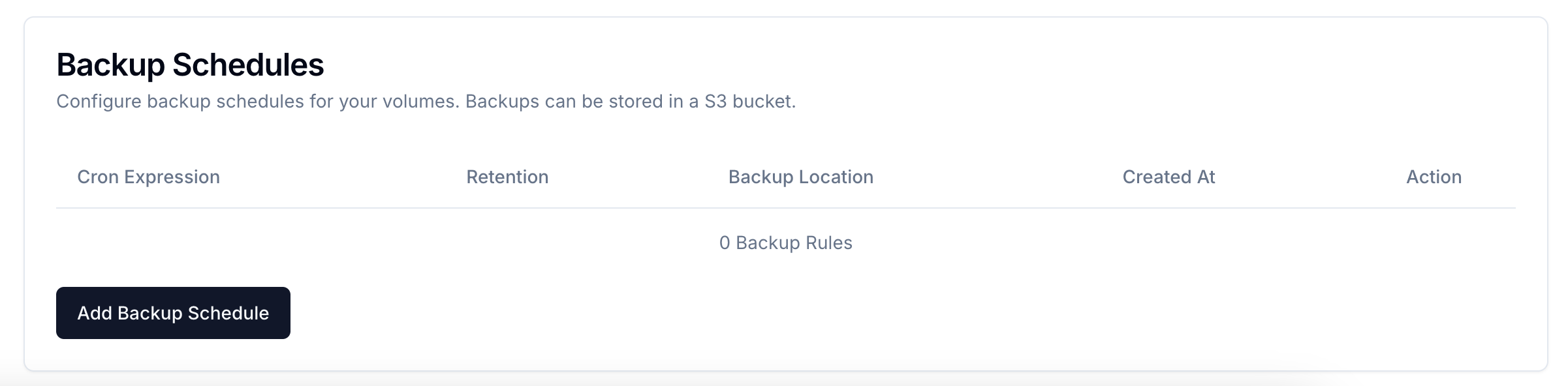 QuickStack Add Backup Schedule