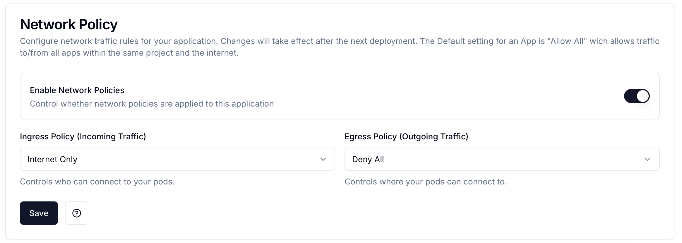 Network Policy Settings