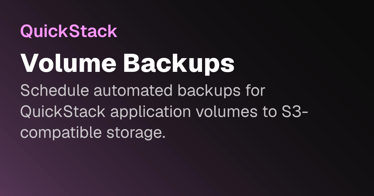 Volume Backups | QuickStack