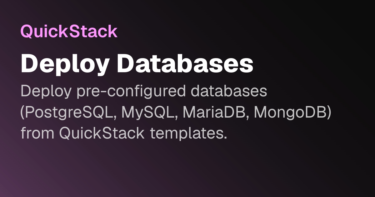 Deploy Databases | QuickStack