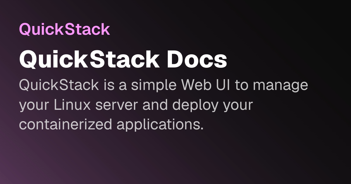 QuickStack Docs | QuickStack