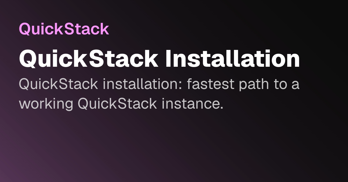 QuickStack Installation | QuickStack